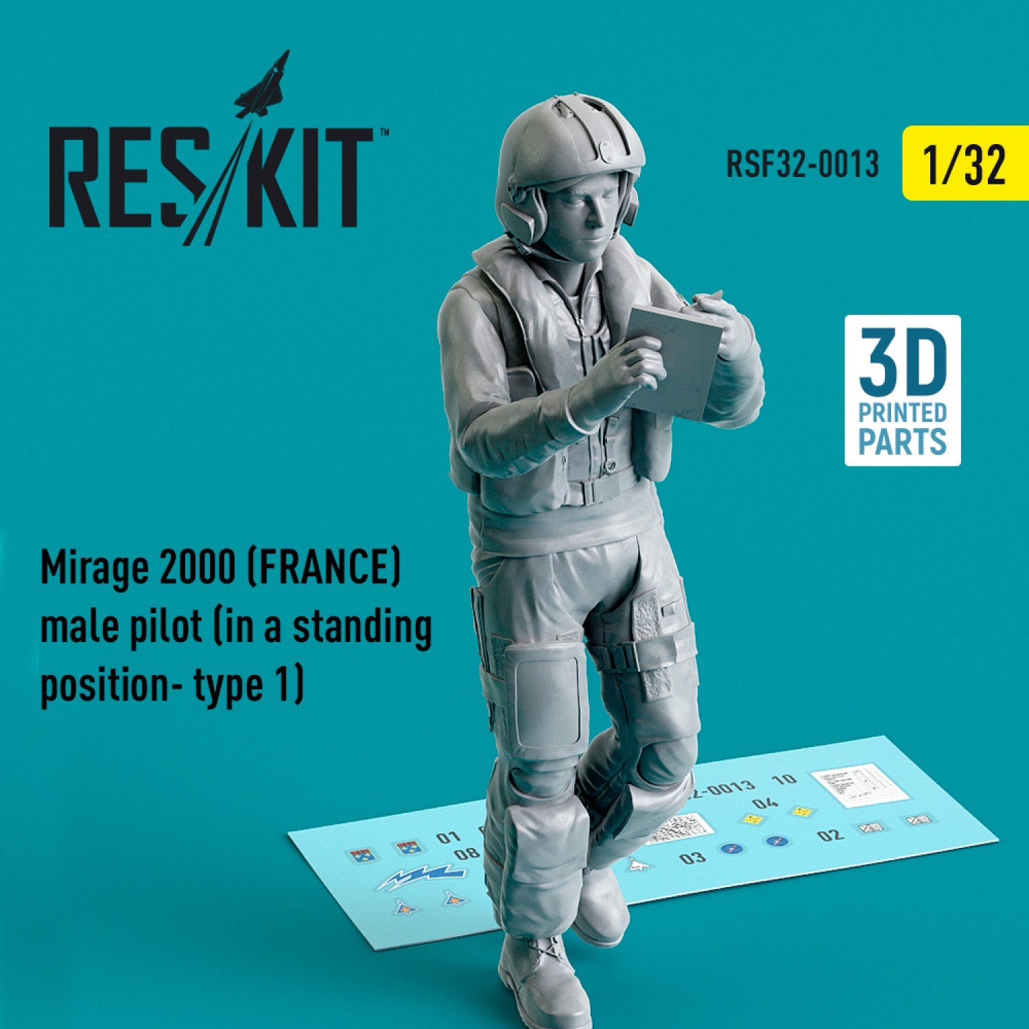 ResKit 1:32 Mirage 2000 (FRANCE) male pilot (in a standing position- type 1) (3D Printed) Reskit