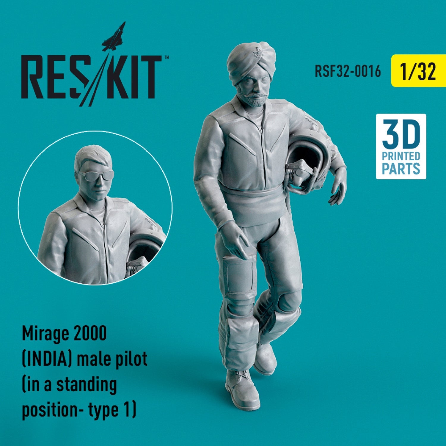 ResKit 1:32 Mirage 2000 (INDIA) male pilot (in a standing position- type 1) (3D Printed) Reskit