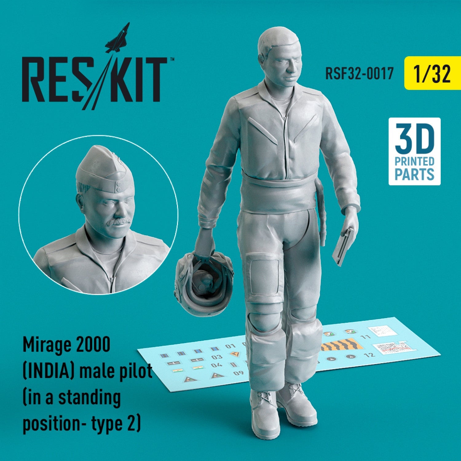 ResKit 1:32 Mirage 2000 (INDIA) male pilot (in a standing position- type 2) (3D Printed) Reskit
