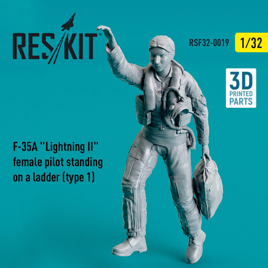 ResKit 1:32 F-35A "Lightning II" female pilot standing on a ladder (type 1) (3D Printed) Reskit