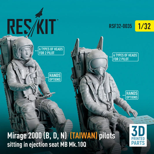 ResKit 1:32 Mirage 2000 (B, D, N) (Taiwan) pilots sitting in ejection seat MB Mk.10Q (2 pcs) (3D Printed) Reskit