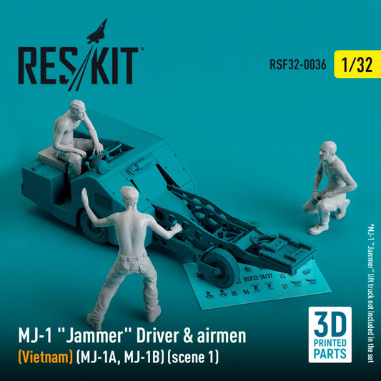 ResKit 1:32 MJ-1 "Jammer" Driver & airmens (Vietnam) (MJ-1A,MJ-1B) (scene 1) (3 pcs) (3D Printed) Reskit