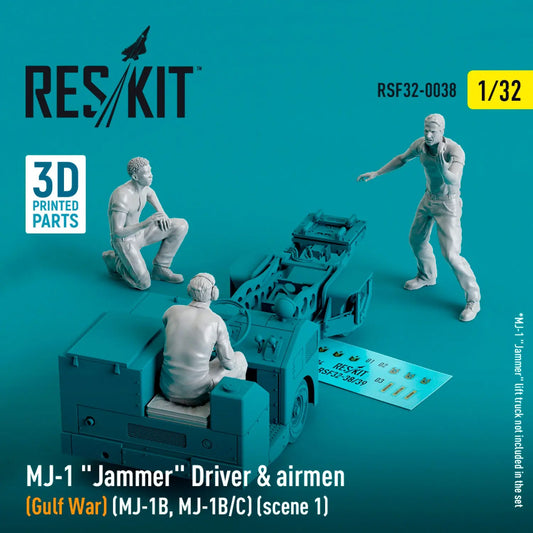 ResKit 1:32 MJ-1 "Jammer" Driver & airmens (Gulf War) (MJ-1B, MJ-1B/C) (scene 1) (3 pcs) (3D Printed) Reskit
