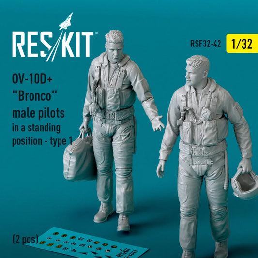ResKit 1:32 OV-10D+ "Bronco" male pilots (in a standing position - type 1) (2 pcs) (3D Printed) Reskit