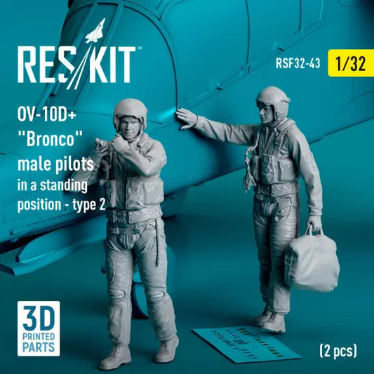 ResKit 1:32 OV-10D+ "Bronco" male pilots (in a standing position - type 2) (2 pcs) (3D Printed) Reskit