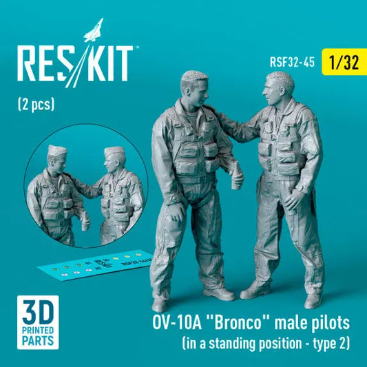ResKit 1:32 OV-10A "Bronco" male pilots (in a standing position - type 2) (2 pcs) (3D Printed) Reskit