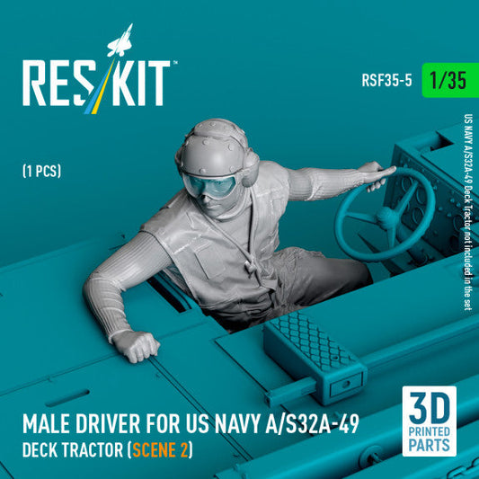 ResKit 1:35 Male driver for US NAVY A/S32A-49 Deck Tractor (scene 2) (1 pcs) (3D Printed) Reskit