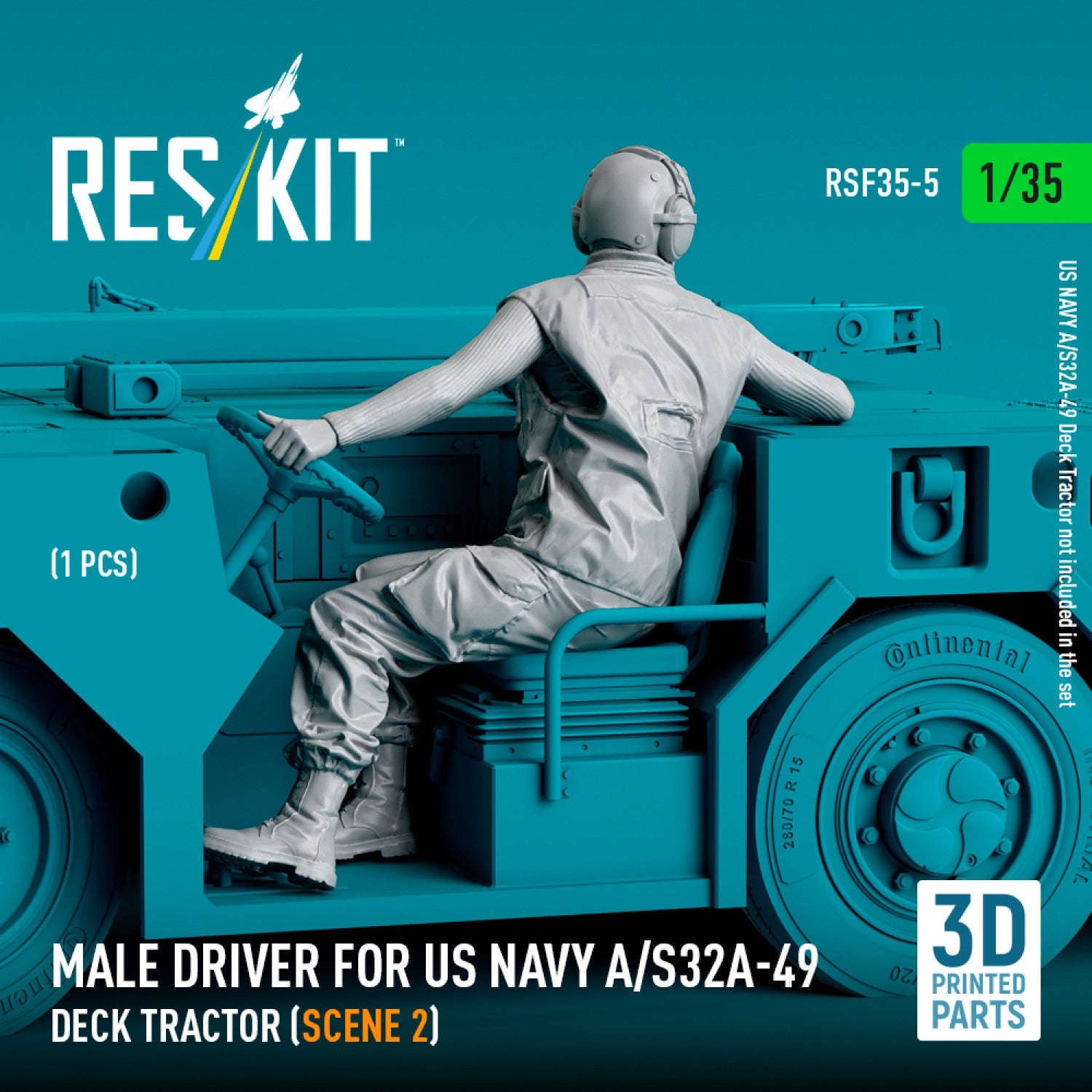 ResKit 1:35 Male driver for US NAVY A/S32A-49 Deck Tractor (scene 2) (1 pcs) (3D Printed) Reskit