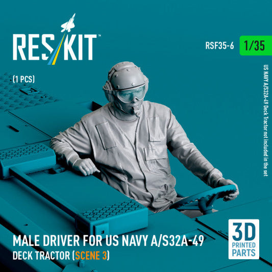 ResKit 1:35 Male driver for US NAVY A/S32A-49 Deck Tractor (scene 3) (1 pcs) (3D Printed) Reskit