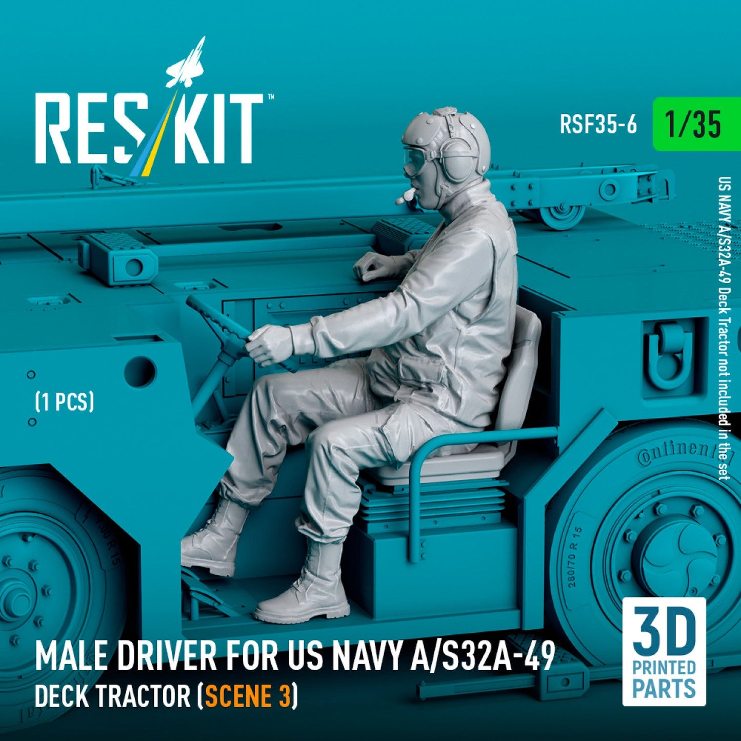 ResKit 1:35 Male driver for US NAVY A/S32A-49 Deck Tractor (scene 3) (1 pcs) (3D Printed) Reskit