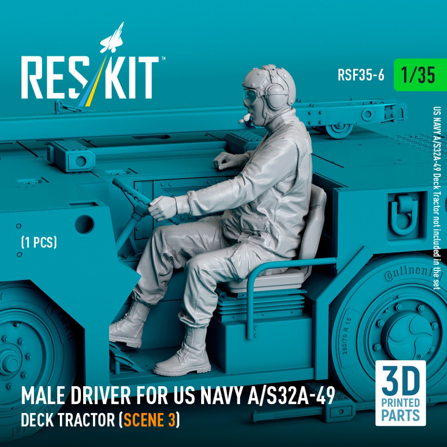 ResKit 1:35 Male driver for US NAVY A/S32A-49 Deck Tractor (scene 3) (1 pcs) (3D Printed) Reskit