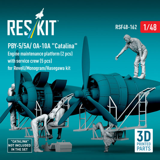 PBY-5/5A/ OA-10A "Catalina" Engine maintenance platform (2 pcs) with service crew (5 pcs) for Revell/Monogram/Hasegawa kit (3D Printed) Reskit