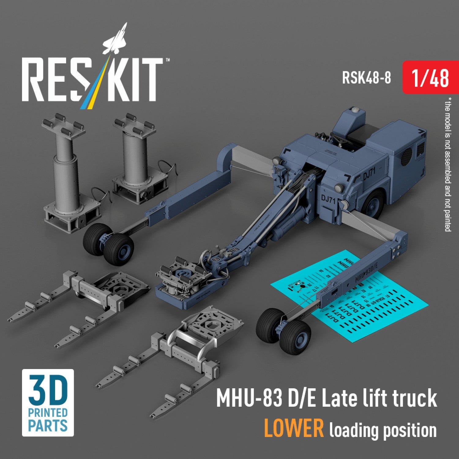ResKit 1:48 MHU-83 D/E Late lift truck LOWER loading position (3D Printed model kit) Reskit