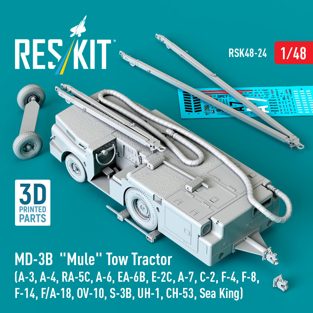 ResKit 1:48 US Navy MD-3B "Mule" Tow Tractor (3D Printed model kit) Reskit