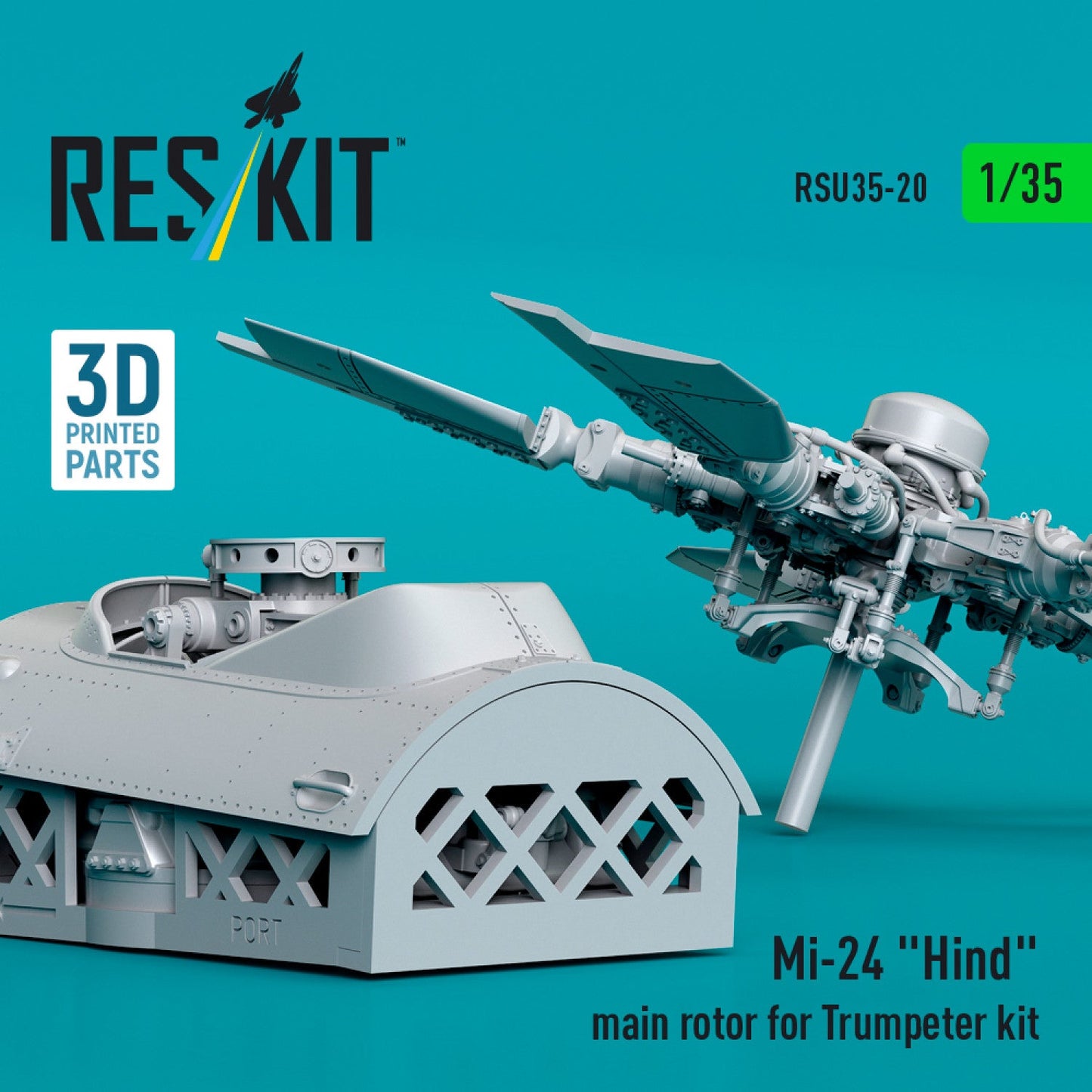 ResKit 1:35 Mi-24 "Hind" main rotor for Trumpeter kit (3D Printed) Reskit