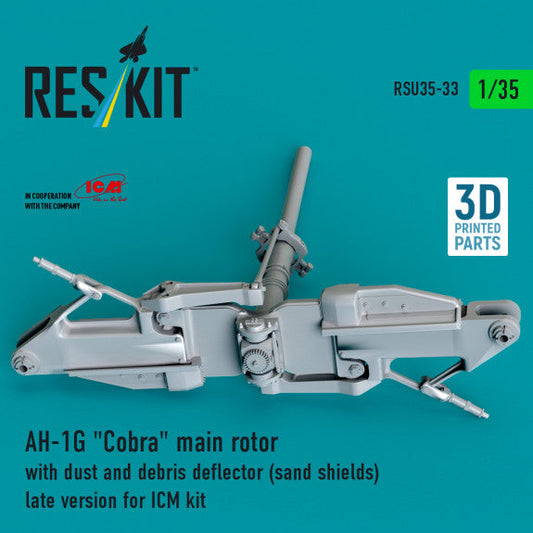 ResKit 1:35 AH-1G "Cobra" main rotor with dust and debris deflector (sand shields) late version for ICM kit (3D Printed) Reskit