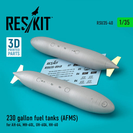 ResKit 1:35 230 gallon fuel tanks (AFMS) for AH-64, MH-60L, UH-60A, HH-60 (2 pcs) (3D Printed) Reskit
