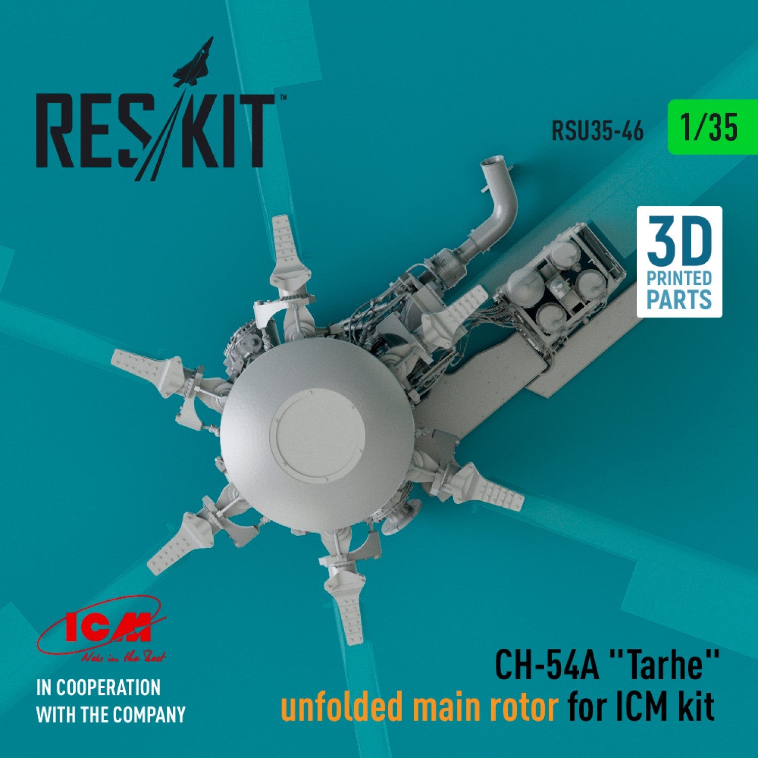 ResKit 1:35 CH-54A "Tarhe" unfolded main rotor for ICM kit (3D Printed) Reskit