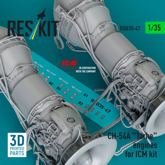 ResKit 1:35 CH-54A "Tarhe" engines for ICM kit (3D Printed) Reskit
