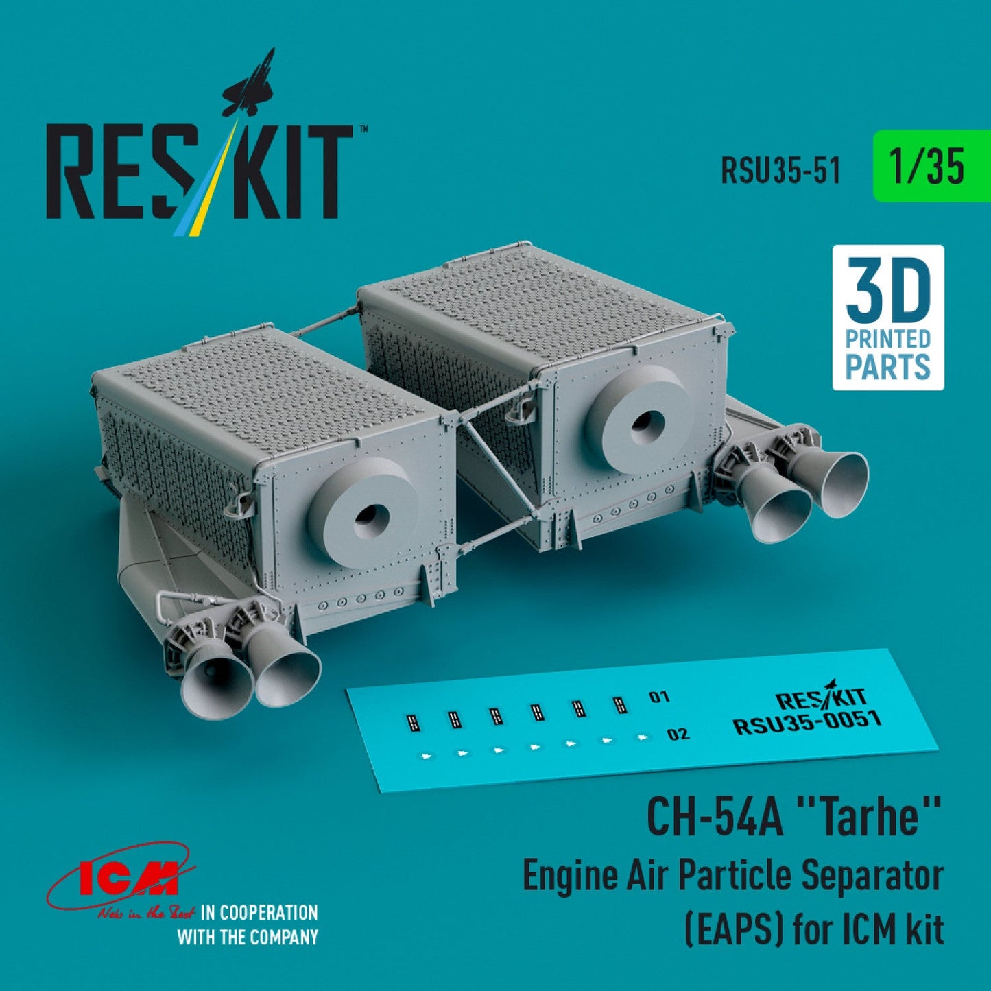 ResKit 1:35 CH-54A "Tarhe" Engine Air Particle Separator (EAPS) for ICM kit (3D Printed) Reskit