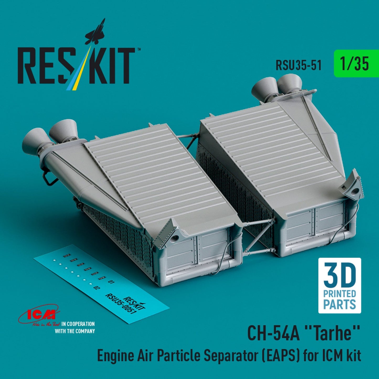 ResKit 1:35 CH-54A "Tarhe" Engine Air Particle Separator (EAPS) for ICM kit (3D Printed) Reskit