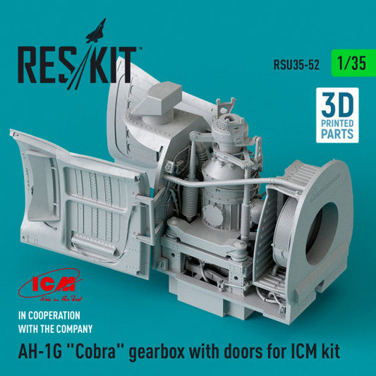 ResKit 1:35 AH-1G "Cobra" gearbox with doors for ICM kit (3D Printed) Reskit