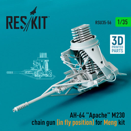 ResKit 1:35 AH-64 "Apache" M230 chain gun (in fly position) for Meng kit (3D Printed) Reskit