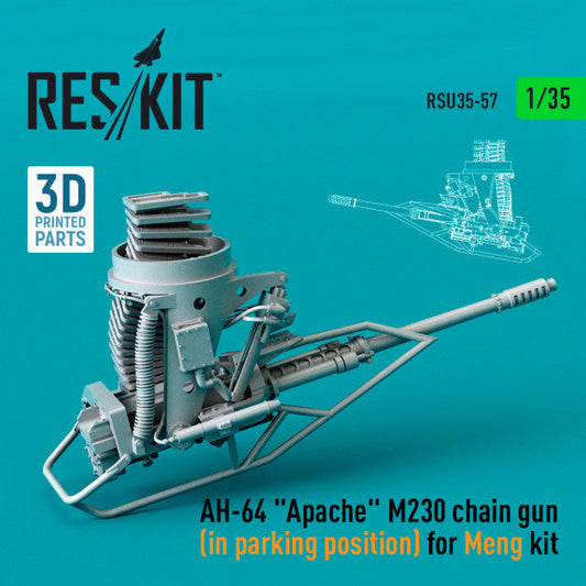 ResKit 1:35 AH-64 "Apache" M230 chain gun (in parking position) for Meng kit (3D Printed) Reskit