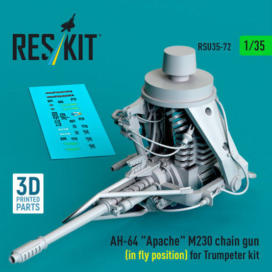ResKit 1:35 AH-64 "Apache" M230 chain gun (in fly position) for Trumpeter kit (3D Printed) Reskit