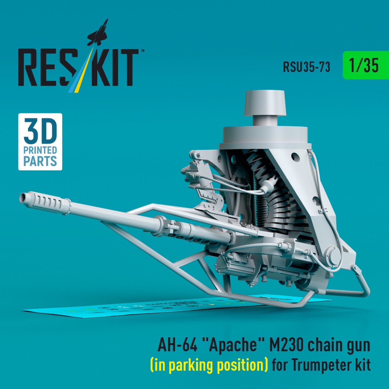 ResKit 1:35 AH-64 "Apache" M230 chain gun (in parking position) for Trumpeter kit (3D Printed) Reskit
