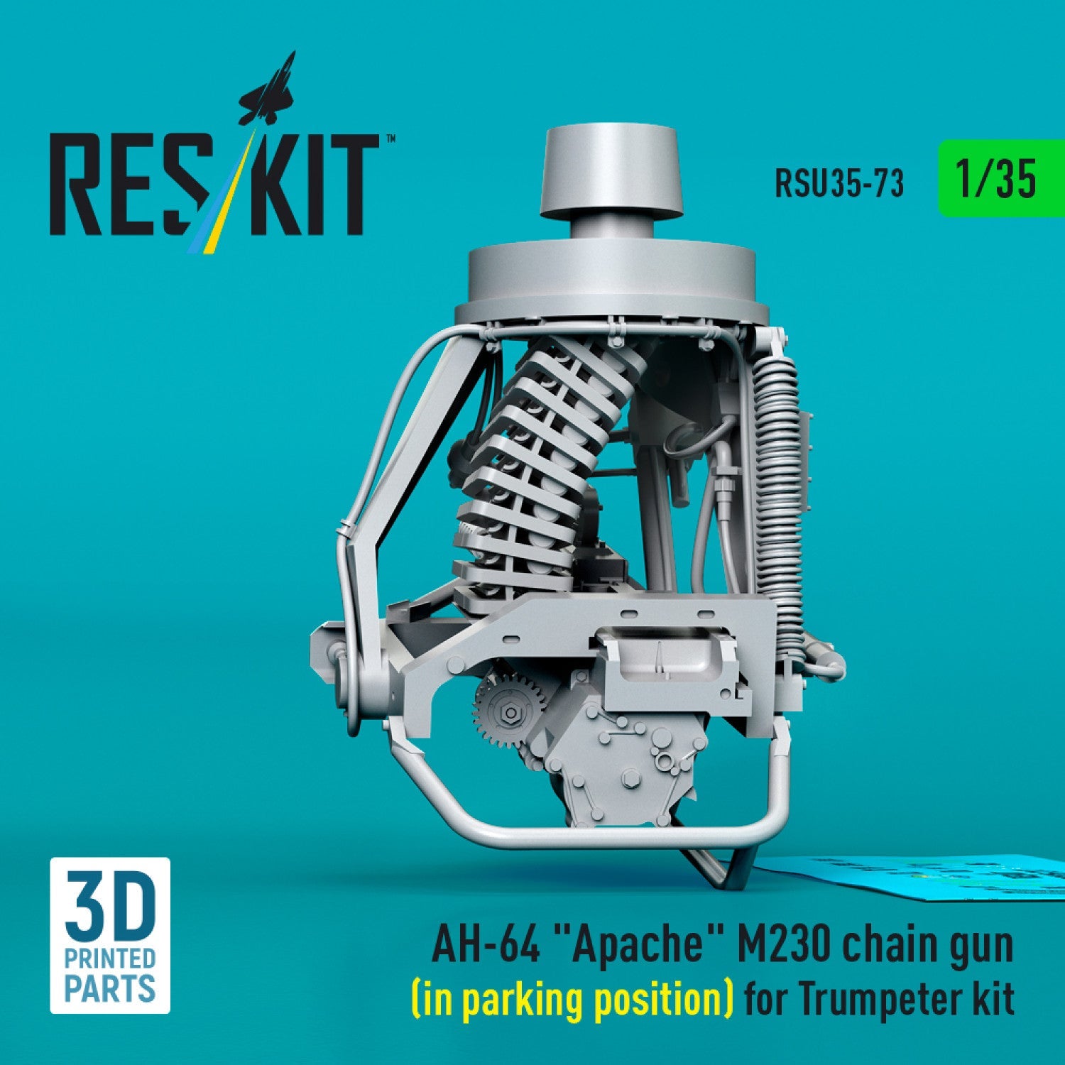ResKit 1:35 AH-64 "Apache" M230 chain gun (in parking position) for Trumpeter kit (3D Printed) Reskit