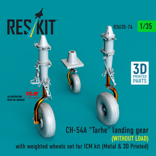 ResKit 1:35 CH-54A "Tarhe" landing gear (WITHOUT LOAD) with weighted wheels set for ICM kit (Metal & 3D Printed) Reskit