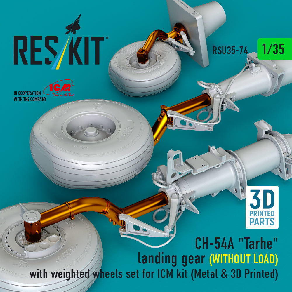 ResKit 1:35 CH-54A "Tarhe" landing gear (WITHOUT LOAD) with weighted wheels set for ICM kit (Metal & 3D Printed) Reskit