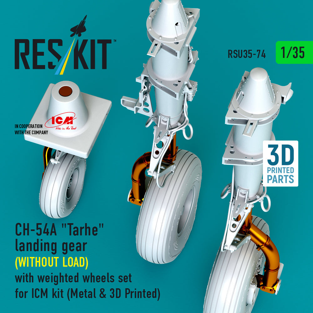 ResKit 1:35 CH-54A "Tarhe" landing gear (WITHOUT LOAD) with weighted wheels set for ICM kit (Metal & 3D Printed) Reskit