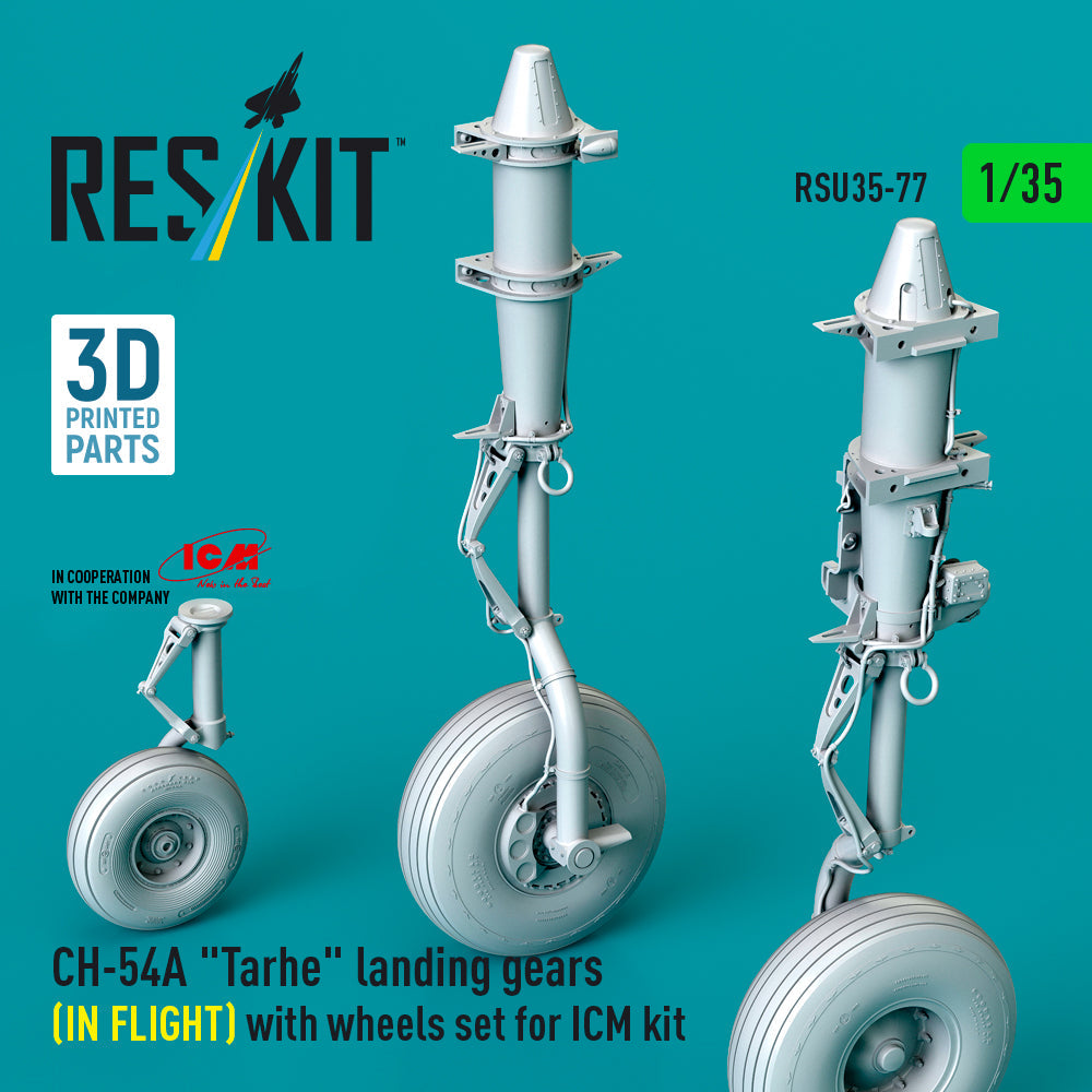 ResKit 1:35 CH-54A "Tarhe" landing gear (IN FLIGHT) with wheels set for ICM kit (3D Printed) Reskit
