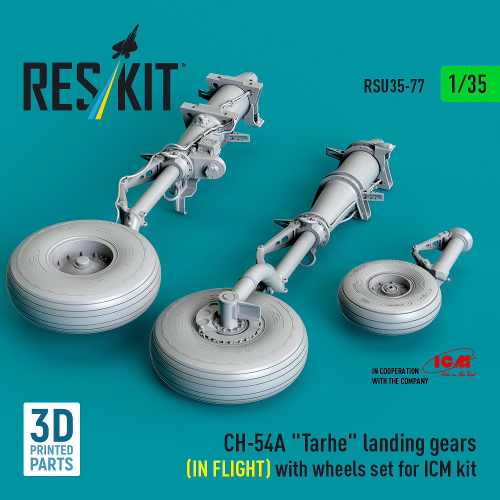 ResKit 1:35 CH-54A "Tarhe" landing gear (IN FLIGHT) with wheels set for ICM kit (3D Printed) Reskit
