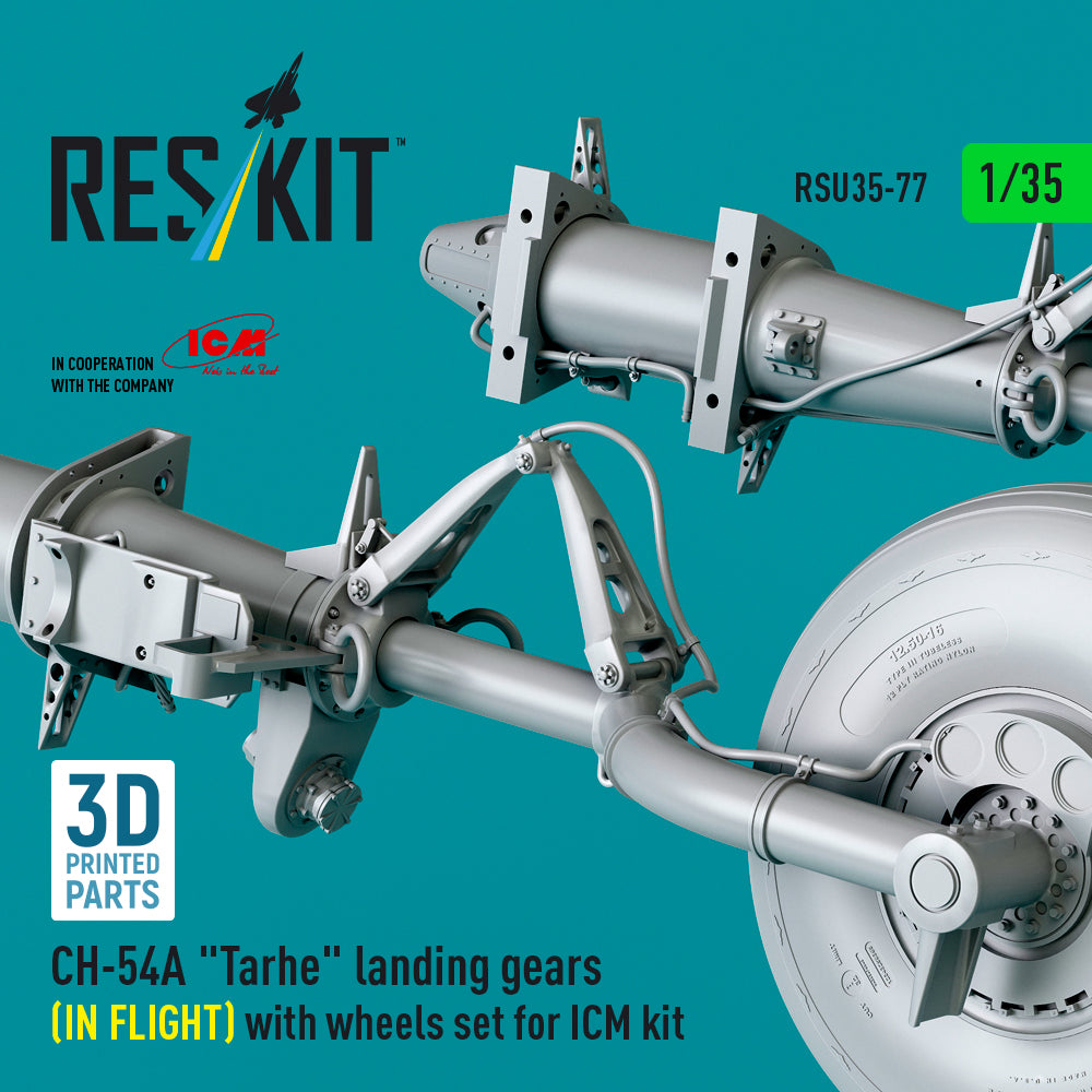 ResKit 1:35 CH-54A "Tarhe" landing gear (IN FLIGHT) with wheels set for ICM kit (3D Printed) Reskit