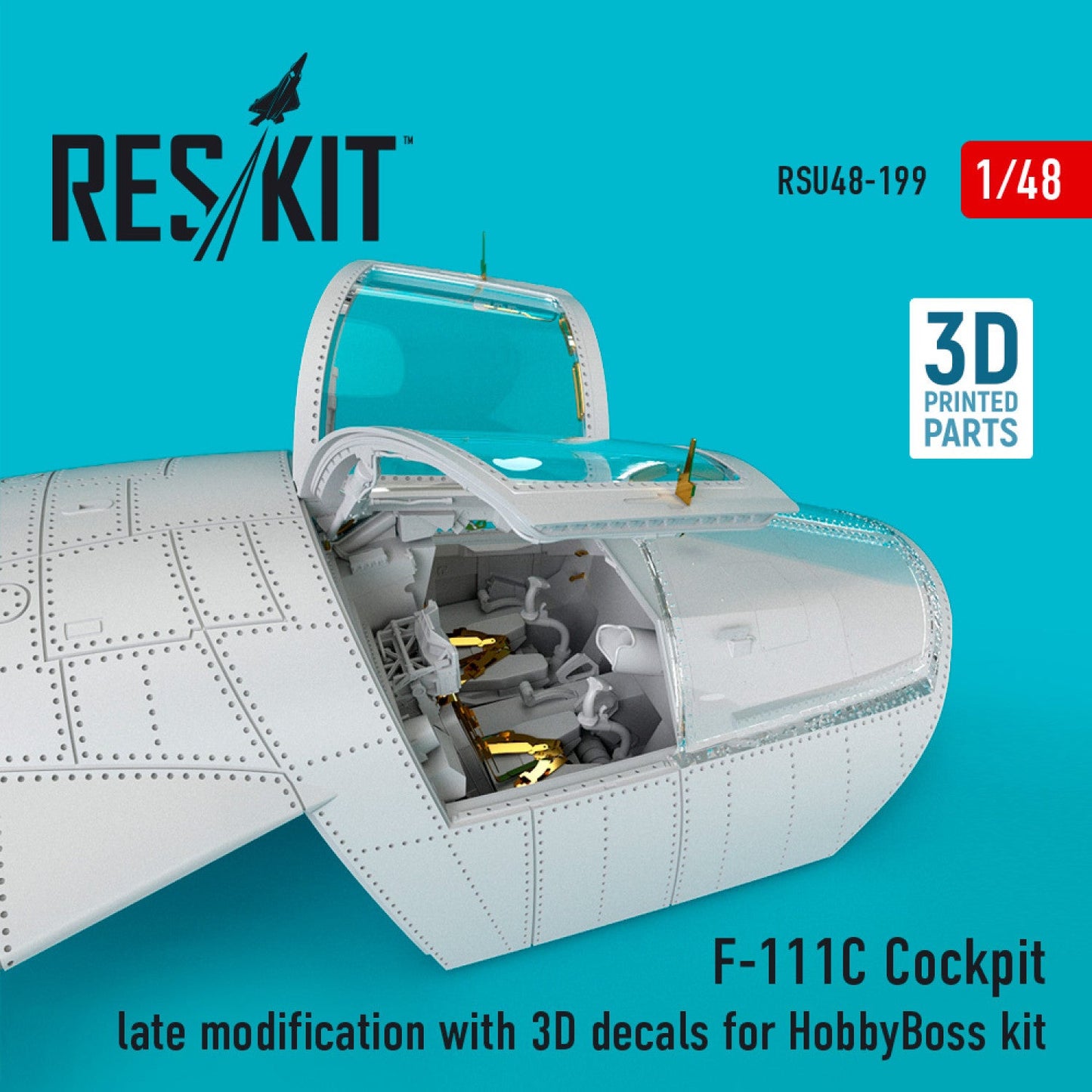 ResKit 1:48 F-111C Cockpit late modification with 3D decals for HobbyBoss kit Reskit