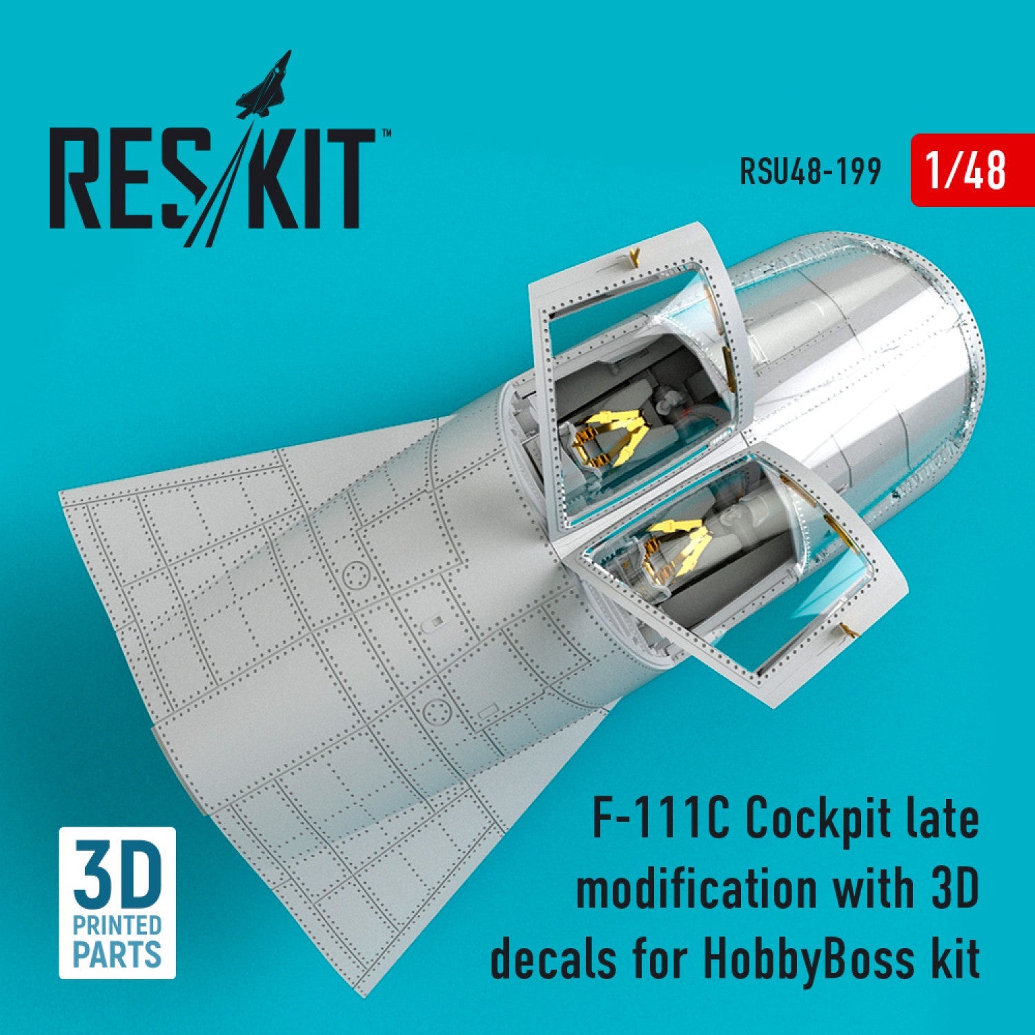 ResKit 1:48 F-111C Cockpit late modification with 3D decals for HobbyBoss kit Reskit