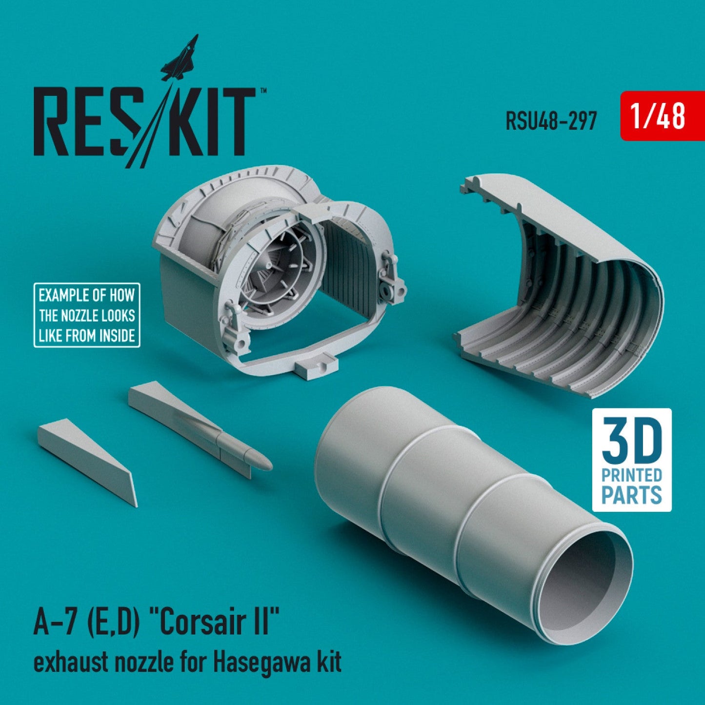 ResKit 1:48 A-7 (E,D) "Corsair II" exhaust nozzle for Hasegawa kit Reskit