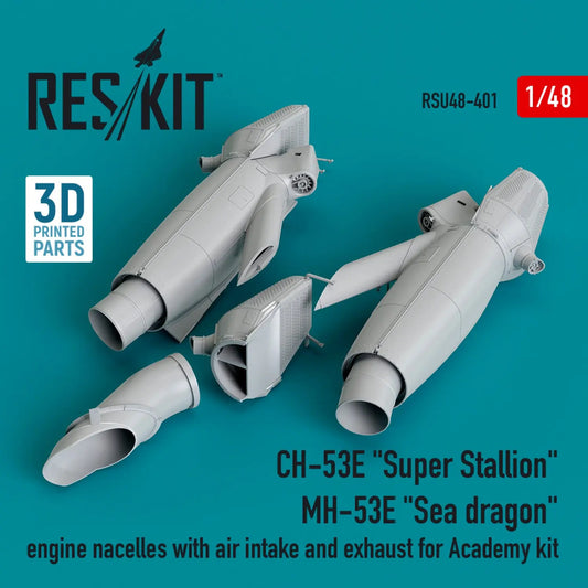 ResKit 1:48 CH-53E "Super Stallion", MH-53E "Sea dragon" engine nacelles with air intake and exhaust for Academy kit (3D printed) Reskit