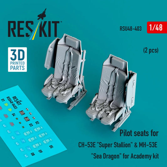 Reskit 1/48 Pilot seats for CH-53E "Super Stallion" & MH-53E "Sea Dragon" for Academy kit (2 pcs) (3D printed) Reskit