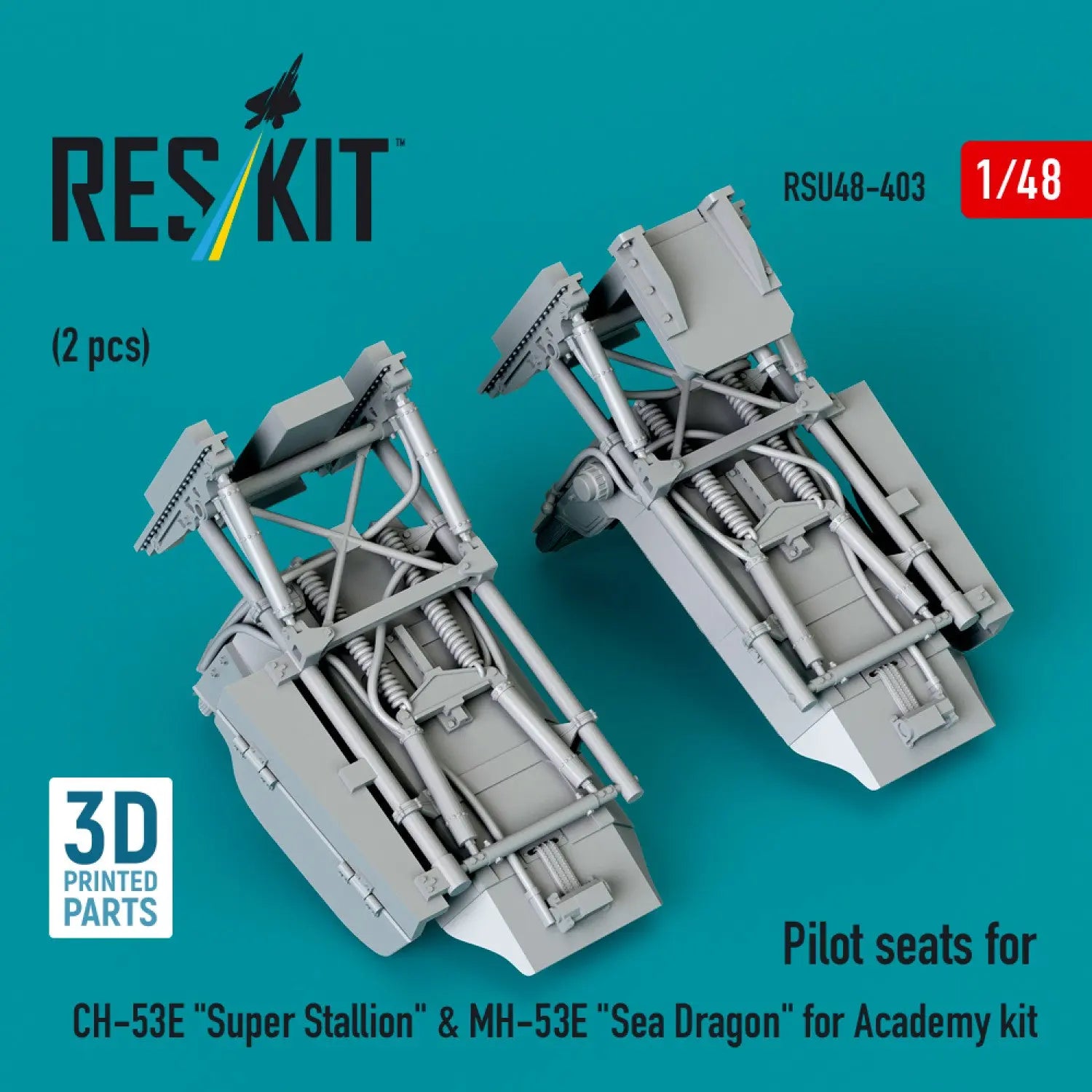 Reskit 1/48 Pilot seats for CH-53E "Super Stallion" & MH-53E "Sea Dragon" for Academy kit (2 pcs) (3D printed) Reskit