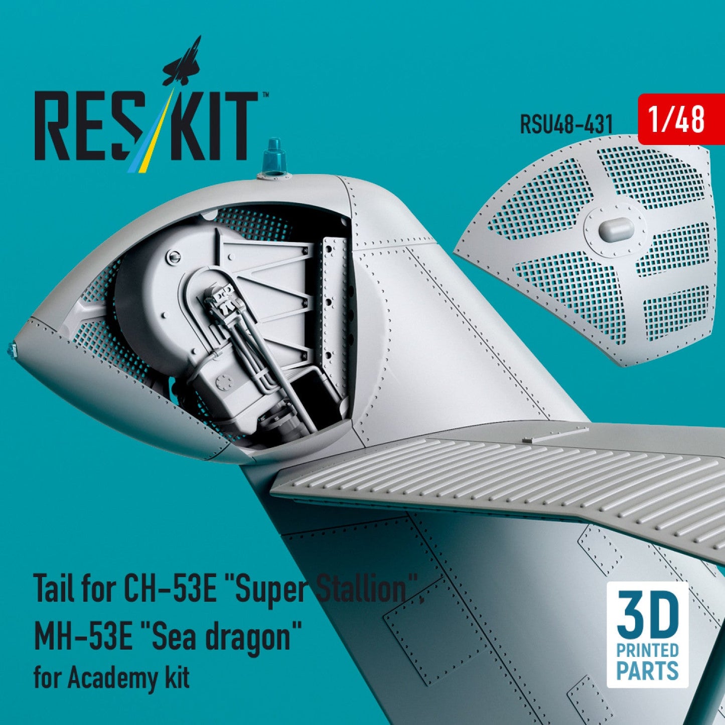 ResKit 1:48 Tail for CH-53E "Super Stallion", MH-53E "Sea dragon" for Academy kit (3D printed) Reskit