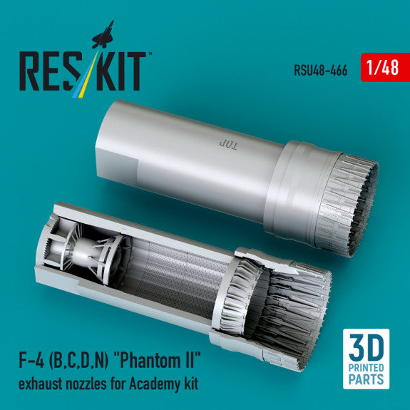 ResKit 1:48 F-4 (B, C, D, N) "Phantom II" exhaust nozzles for Academy kit (3D Printed) Reskit