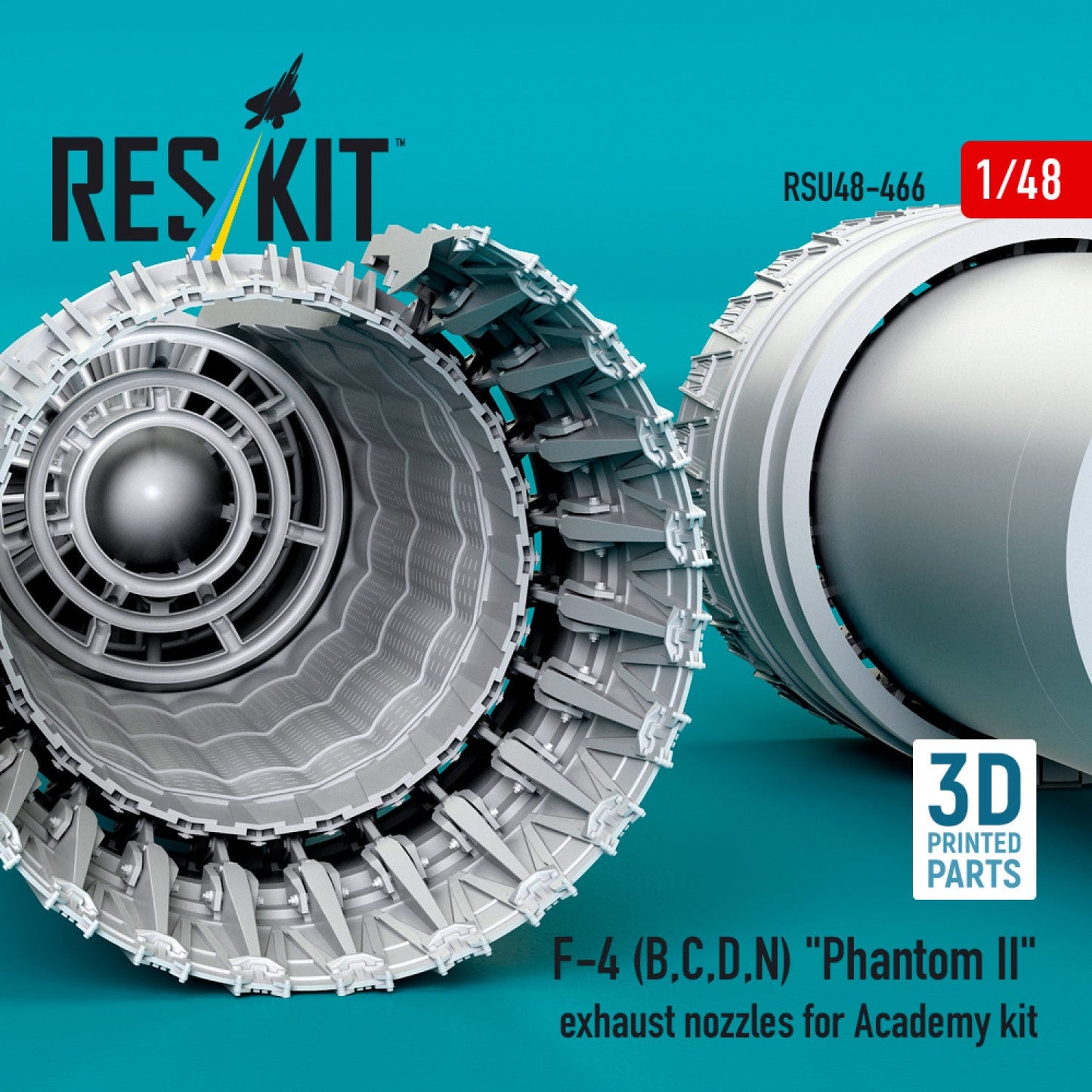 ResKit 1:48 F-4 (B, C, D, N) "Phantom II" exhaust nozzles for Academy kit (3D Printed) Reskit