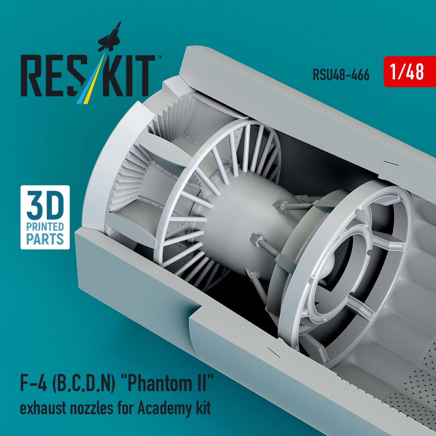 ResKit 1:48 F-4 (B, C, D, N) "Phantom II" exhaust nozzles for Academy kit (3D Printed) Reskit