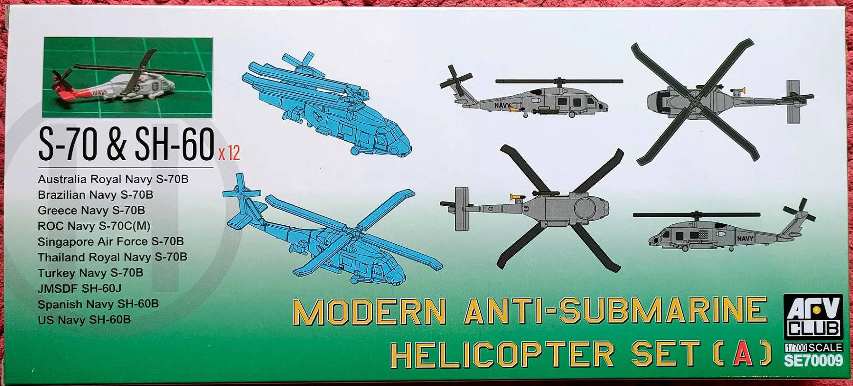AFV Club 1/700 Modern Anti-submarine Helicopter Set1 (SH-60B & S-70C(M)) Plastic Model Kit AFV Club