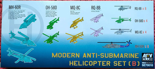 AFV Club 1/700 Modern Anti-submarine Helicopter Set 2 (MH-60R & OH-58D & MQ-8B/C) Plastic Model Kit AFV Club
