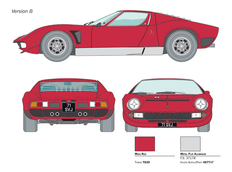 Italeri 1:24 Lamborghini Miura JOTA SVJ Plastic Model Kit Italeri